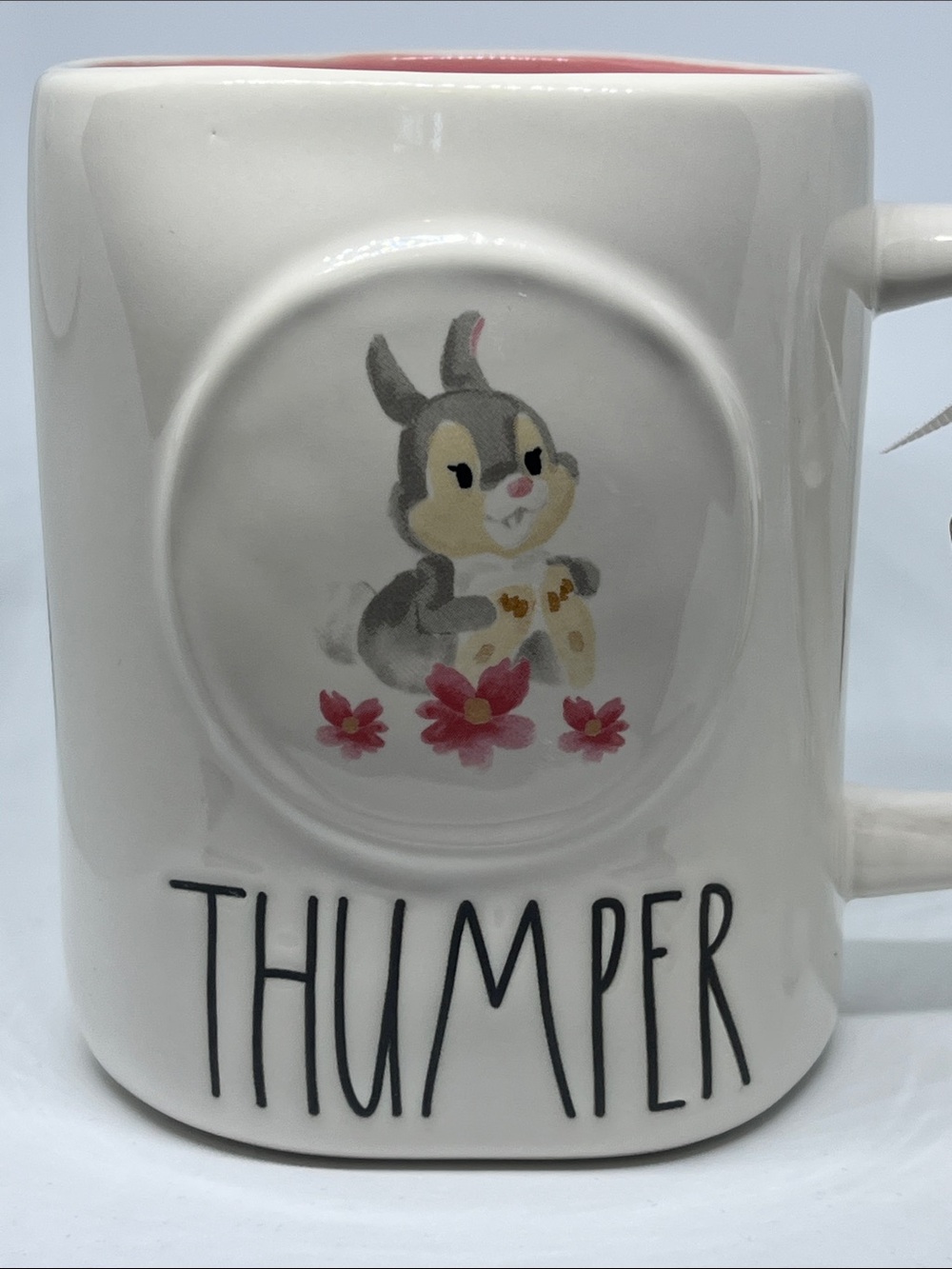 Disney + Rae Dunn Thumper Ceramic Mug - White Exterior with Pink Interior